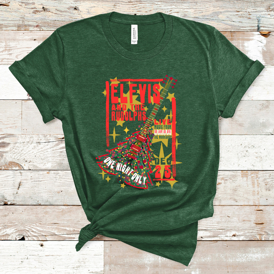 Elfvis and The Rudolphs (Red) Christmas Tshirt