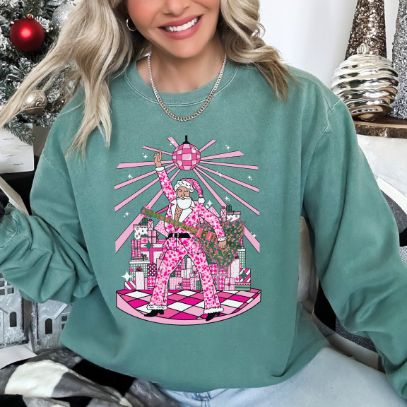 Disco Santa Christmas Graphic Sweatshirt