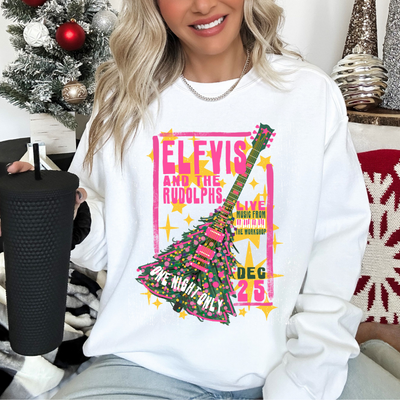 Elfvis and The Rudolphs (Pink) Christmas Sweatshirt