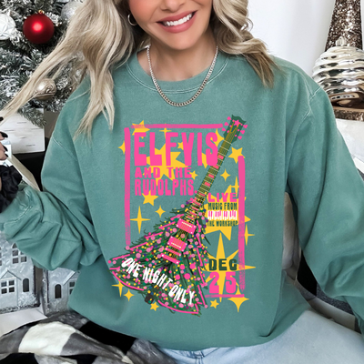 Elfvis and The Rudolphs (Pink) Christmas Sweatshirt