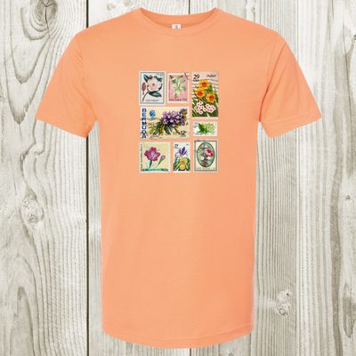 Vintage Flower Stamps Graphic Tee