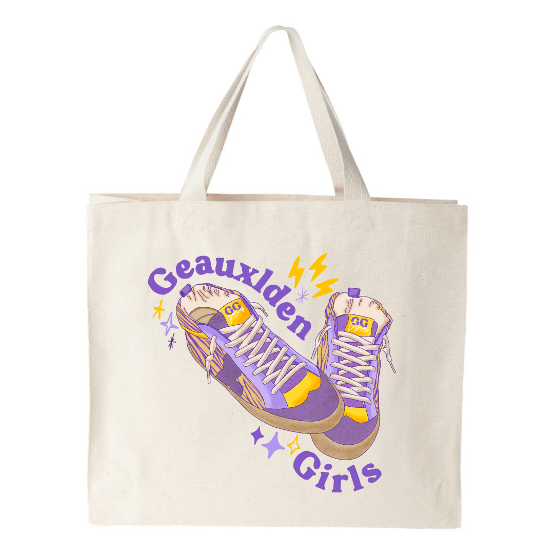 Purple & Gold Tigers LSU Game Day Canvas Tote Bag