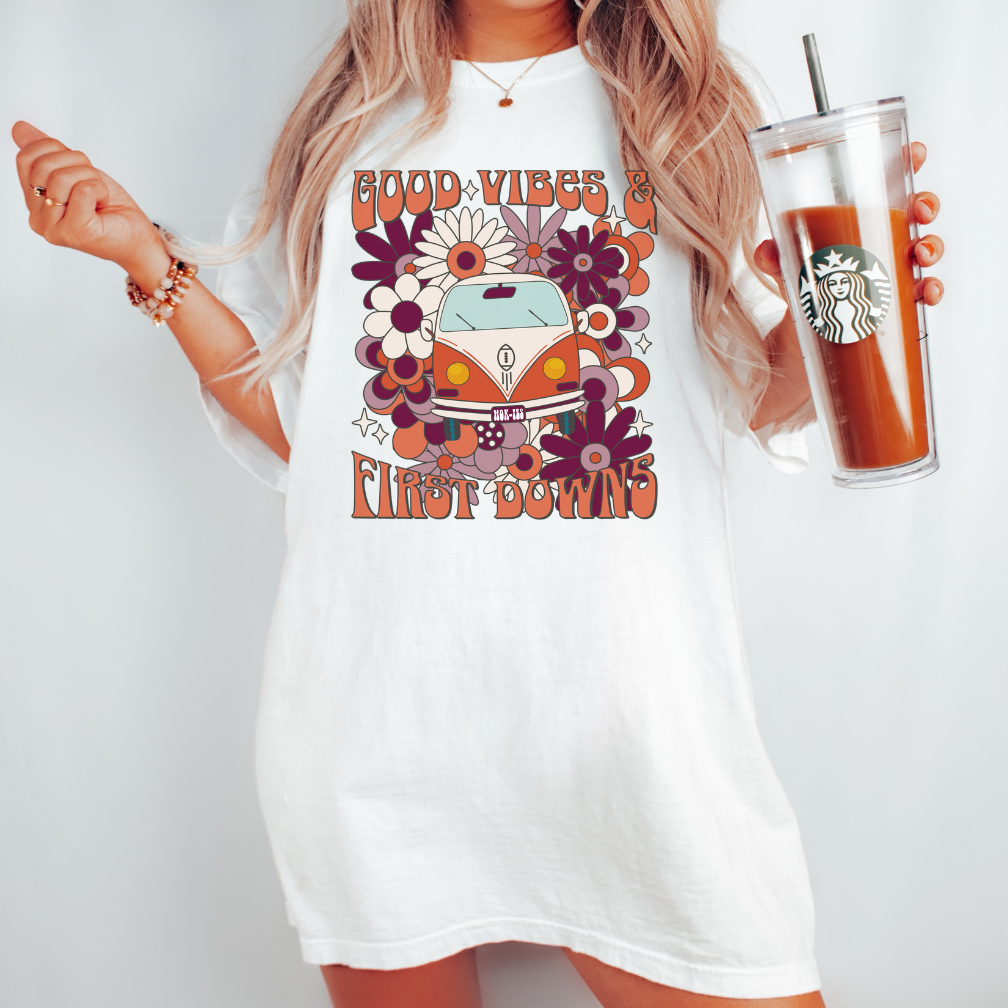 Good Vibes & First Downs - Virginia Tech T Shirt