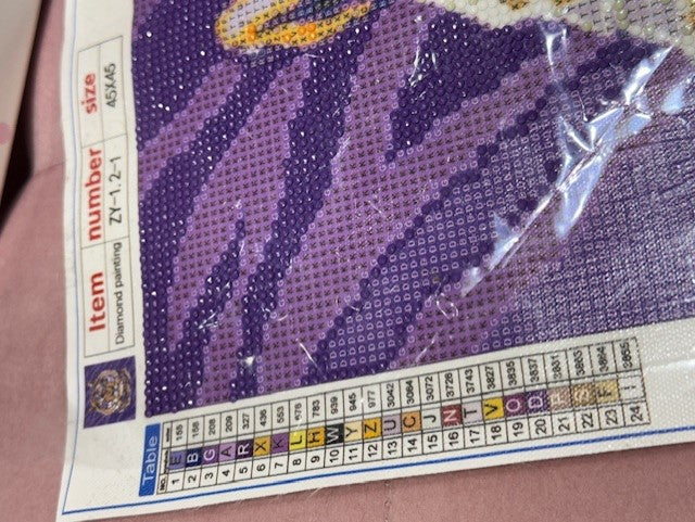 Diamond Art Kit - Purple & Gold Tiger Head 16x16" Canvas