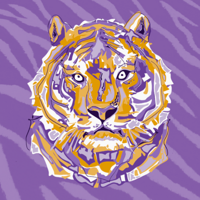 Diamond Art Kit - Purple & Gold Tiger Head 16x16" Canvas