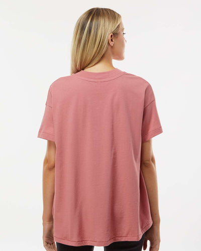 Back View of Mauve oversized HiLo tee