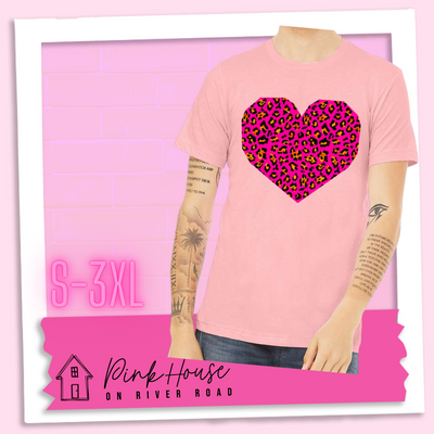 Neon Leopard Heart Valentines Day Graphic Tee