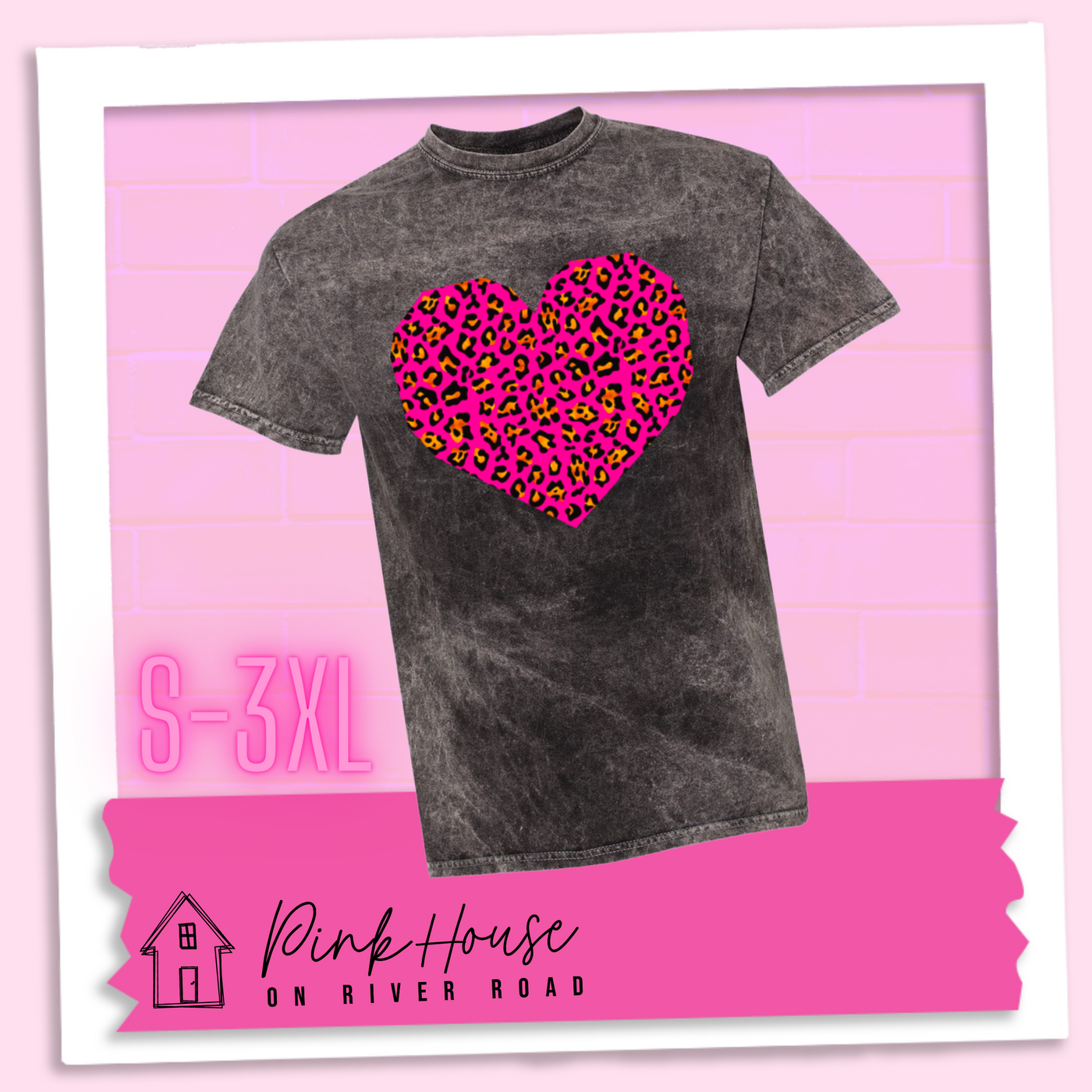 Neon Leopard Heart Valentines Day Graphic Tee