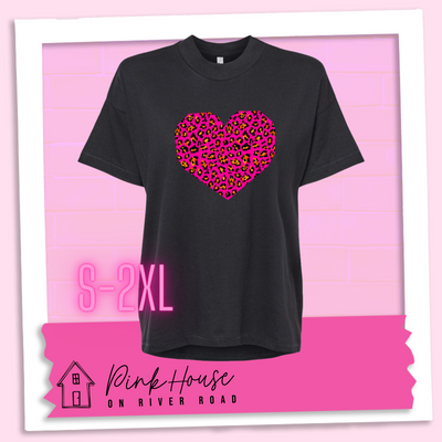 Neon Leopard Heart Oversized HiLo Valentines Day Graphic Tee