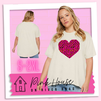 Neon Leopard Heart Oversized HiLo Valentines Day Graphic Tee