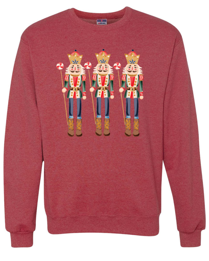 Red & Green Nutcracker Trio Graphic Christmas Sweatshirt