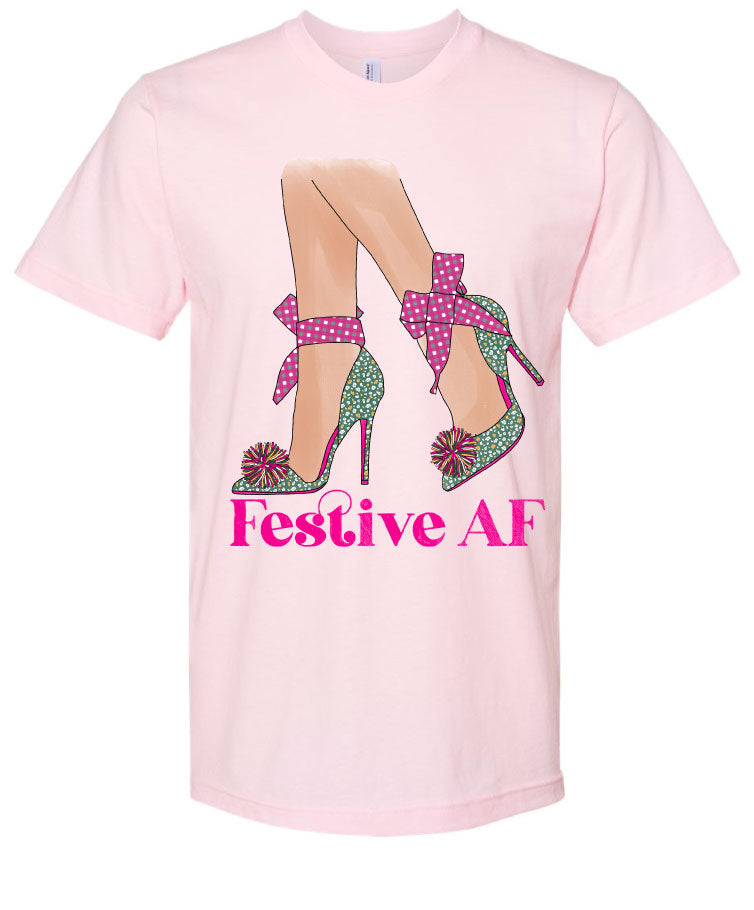 Pink Festive AF Christmas Tee