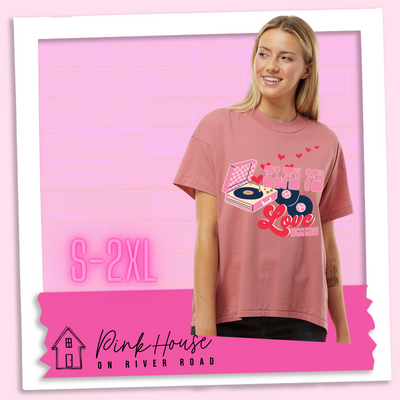 Play Me Love Songs Oversized HiLo Valentines Day Graphic Tee