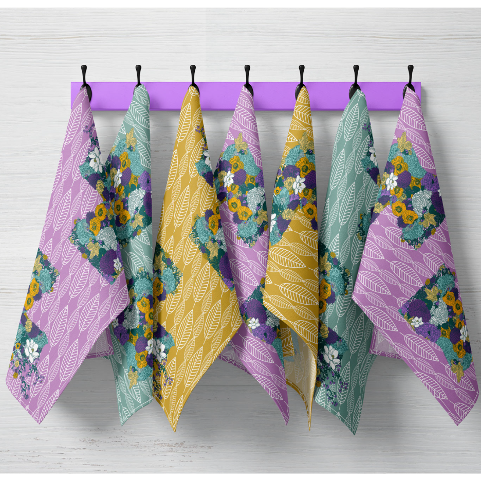 Floral Louisiana Silk Touch Tea Towel