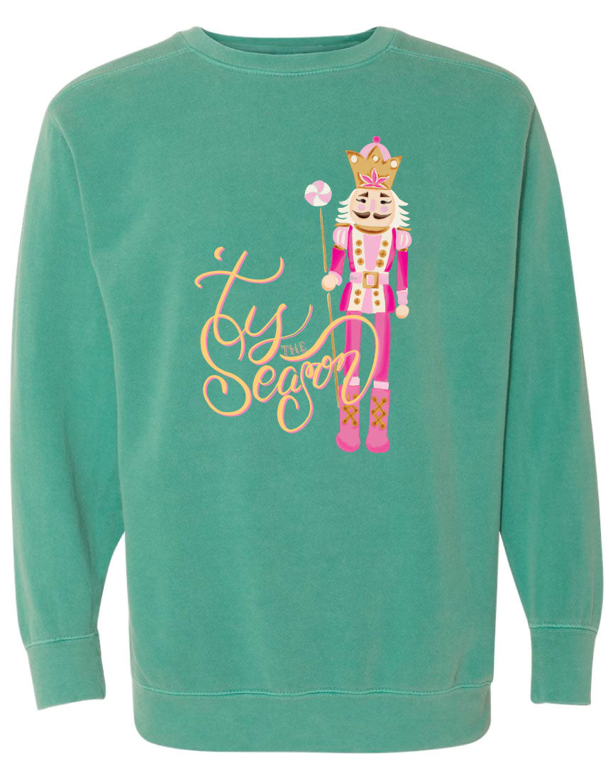 Pink Tis The Season Graphic Christmas Sweatshirt