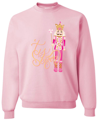 Pink Tis The Season Graphic Christmas Sweatshirt