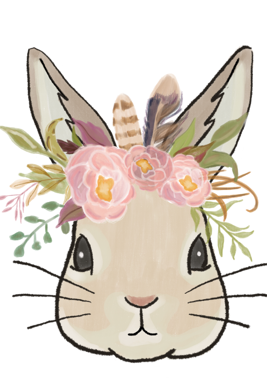 graphic of a bunny wearing a floral crown